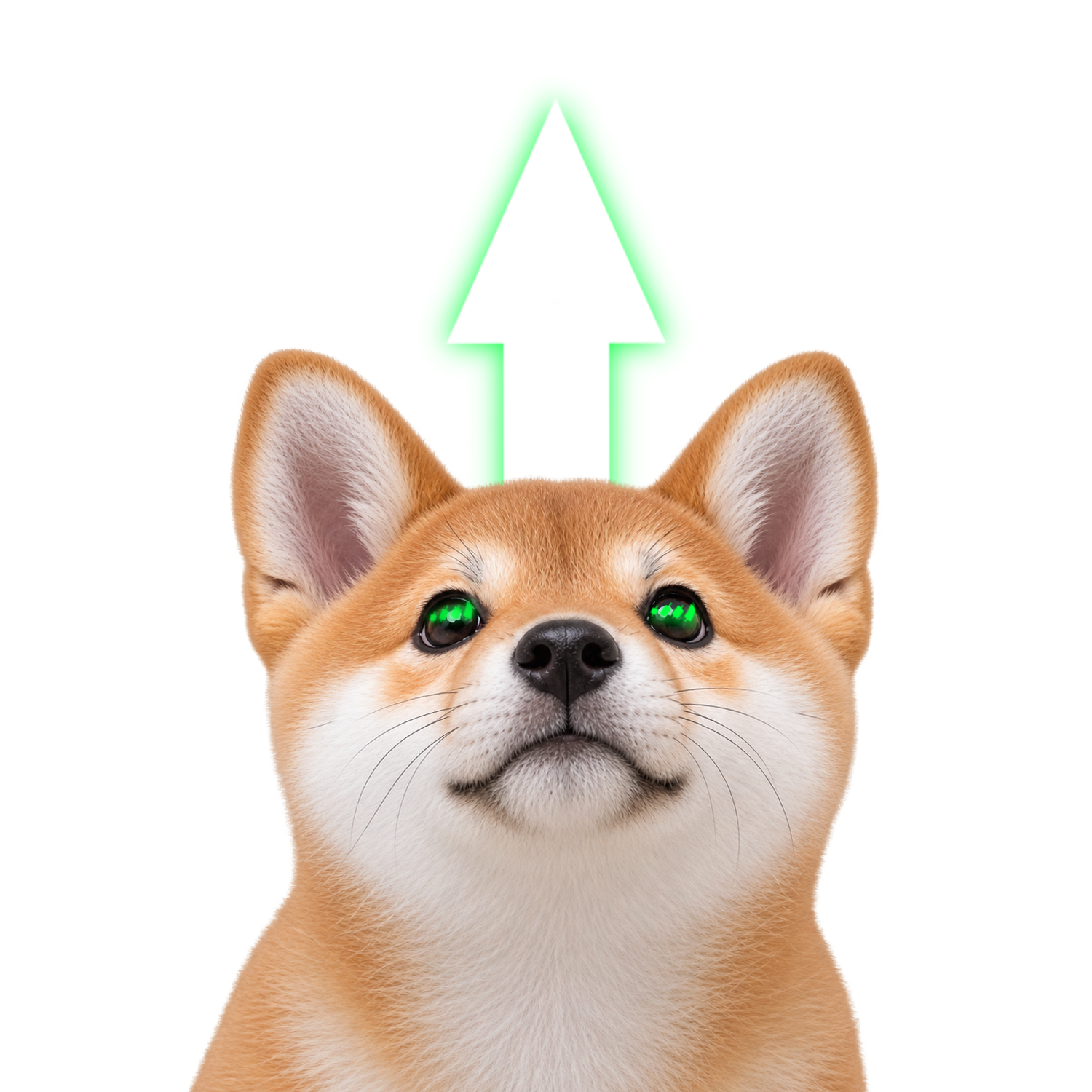 $pUP logo featuring a Shiba Inu mascot and glowing up arrow
